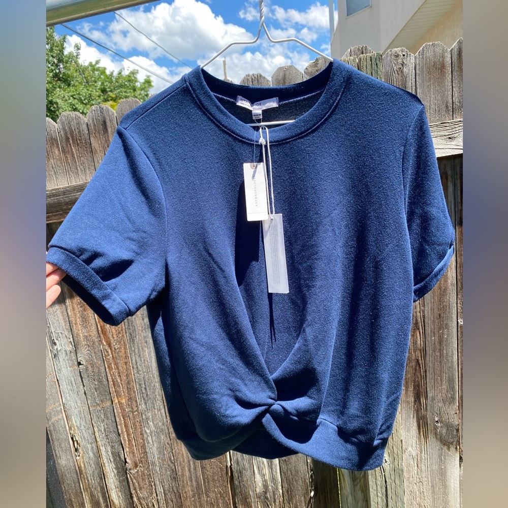 Anthropologie cropped sweat tee size L NWT